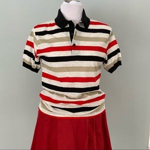Red, Black & Tan Stripe Polo Shirt